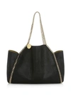 Stella Mccartney Women's Falabella Shaggy Deer Reversible Tote In Black And Curry Lining