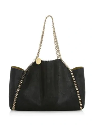 Stella Mccartney Women's Falabella Shaggy Deer Reversible Tote In Black And Curry Lining