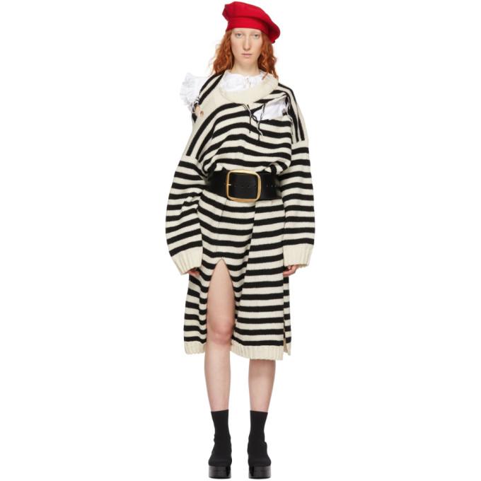 black and white striped jumper dress