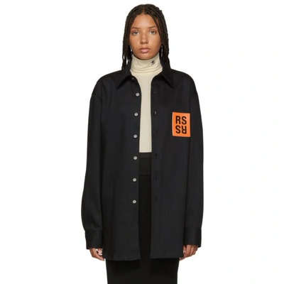 Raf Simons Black Denim Logo Patch Shirt In 00099 Black