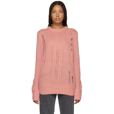Raquel Allegra Pink Wool And Camel Knit Sweater In Pink Fleck