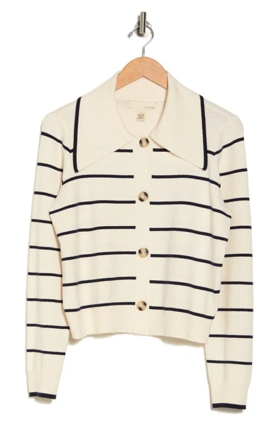 By Design Hadley Stripe Sailor Sweater In Gardenia/ Navy Blazer