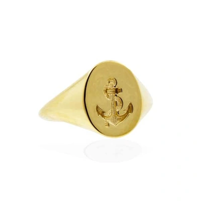 No 13 Anchor Signet Ring - Gold Vermeil