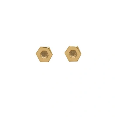 Edge Only Hexagon Earrings In 14ct Gold