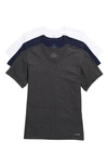 Calvin Klein 3-pack Cotton V-neck T-shirt In White/ Navy/ Dark Grey
