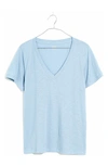 Madewell Whisper Cotton V-neck T-shirt In Terrace Blue