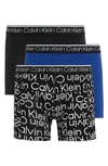 Calvin Klein 3-pack Stretch Cotton Boxer Briefs In Gdf Mazarine Bl