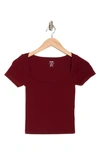 Elodie Square Neck Seamless Top In Burgundy