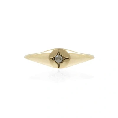 No 13 Diamond Mini Signet Ring –9ct Solid Gold