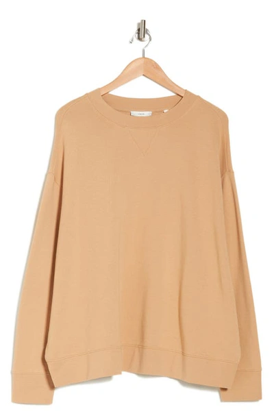 Vince Essential Relaxed Cotton Sweatshirt In Chamois