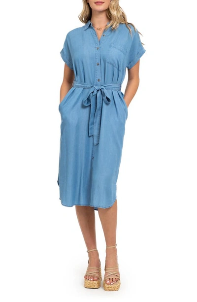 August Sky Short Sleeve Shirtdress In Chambray