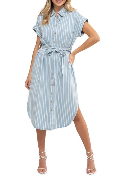 August Sky Stripe Shirtdress In Chambray Multi