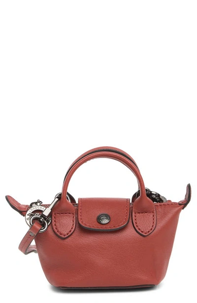 Longchamp Le Pliage Cuir Nano Crossbody Bag In Brown