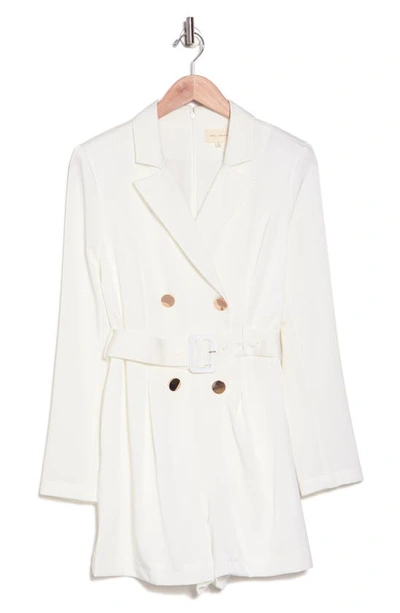 Melloday Double Breasted Long Sleeve Blazer Romper In White