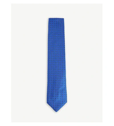 Charvet Silk Square Pattern Tie In Royal Blue