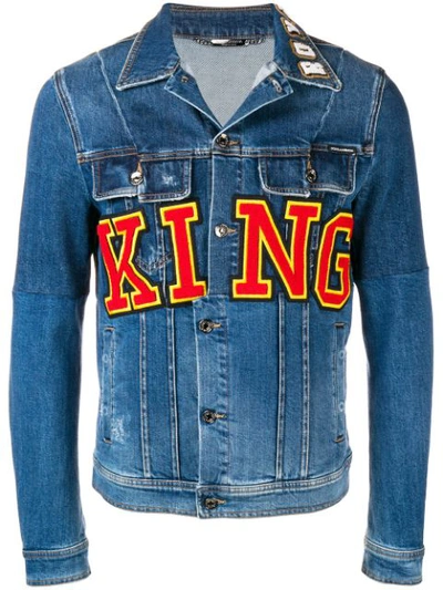 Dolce & Gabbana Denim Jacket With Patch In Blue