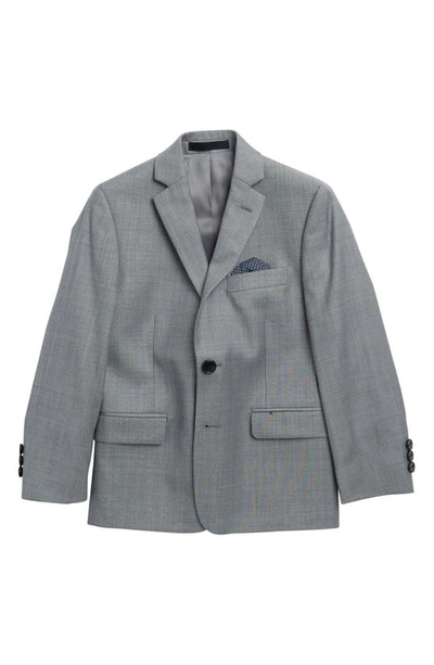 Ralph Lauren Kids' Light Grey Sharkskin Wool Blend Sport Coat In Gray