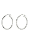 Argento Vivo Sterling Silver Medium Tube Hoop Earrings In Metallic