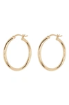 Argento Vivo Sterling Silver Medium Tube Hoop Earrings In Gold