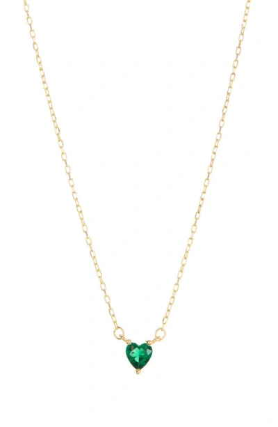 Argento Vivo Sterling Silver Mini Heart Cz Pendant Necklace In Gold
