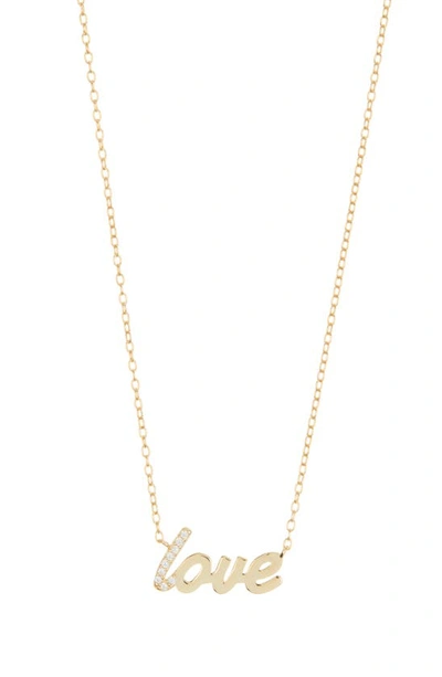 Argento Vivo Sterling Silver Love Cz Pendant Necklace In Gold