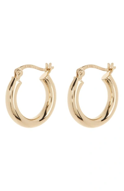 Argento Vivo Sterling Silver Small Tube Hoop Earrings In Gold