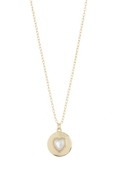 Argento Vivo Sterling Silver Mother Of Pearl Heart Pendant Necklace In Gold