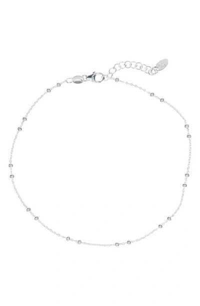Argento Vivo Sterling Silver Beaded Cable Chain Anklet In Silver