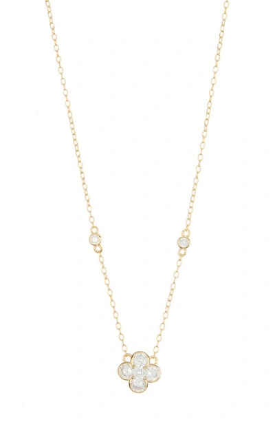 Argento Vivo Cubic Zirconia Flower Pendant Necklace In Gold