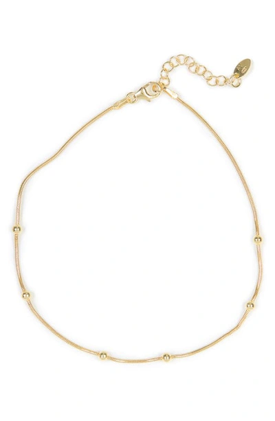 Argento Vivo Sterling Silver Beaded Anklet In Gold