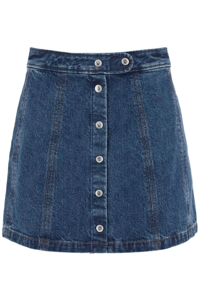 Apc Poppy Denim Mini Skirt In Blue
