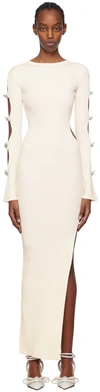 Mach&mach Embellished Stretch Knit Maxi Dress In White