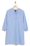 Ellen Tracy Stripe Long Sleeve A-line Dress In Blue/ White Stripe