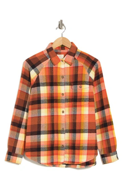 Billabong Best Time Oversize Plaid Cotton Flannel Shirt In Mocha