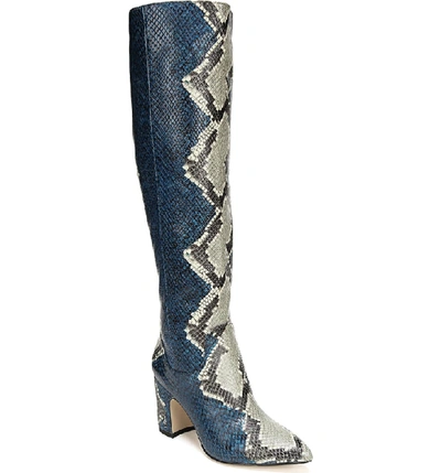 Sam Edelman Hai Snakeskin Knee-high Boots In Peacock Blue