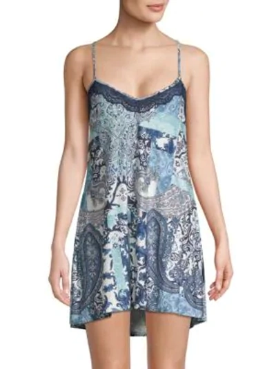 In Bloom On The Water Chemise In Navy Aqua