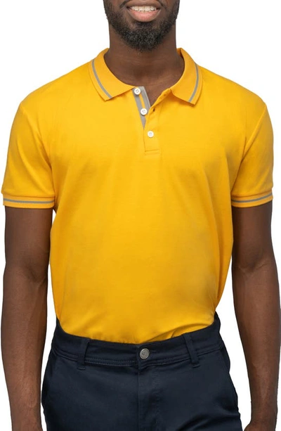 X-ray Pipe Trim Knit Polo In Golden Apricot