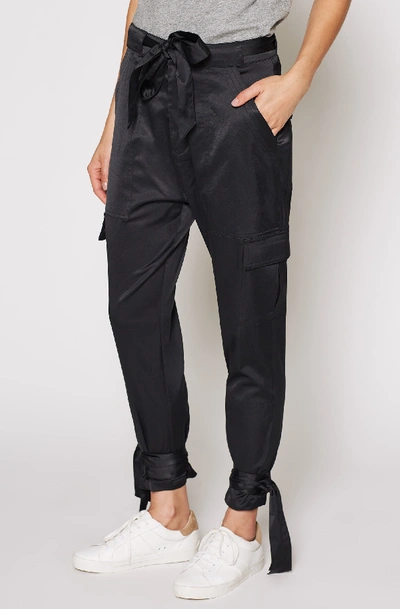 Joie Erlette Stretch Satin Pants In Caviar