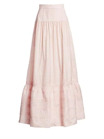 Calvin Klein 205w39nyc Check Silk Long Skirt In Pink