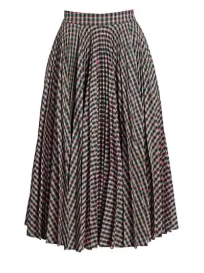 Calvin Klein 205w39nyc Full Circle Pleated Check Calf-length Skirt In Pink Green Black
