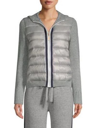 Escada Sport Silvala Hooded Knitted Puffer Jacket In Grey