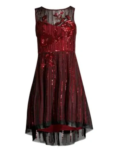 Parker Black Abba Sequin High-low Dress In Rosewood