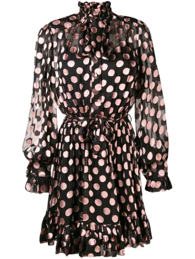 Zimmermann Unbridled Polka Dot Ruffled A-line Dress In Black Pink