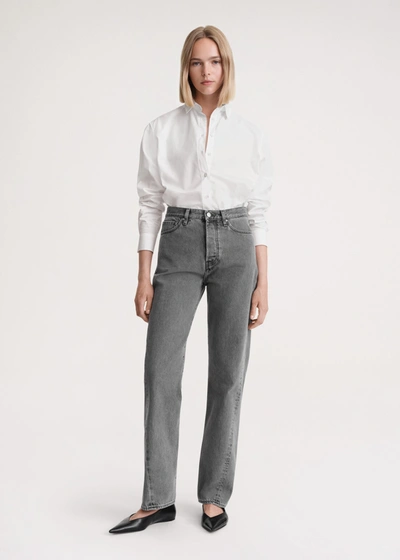 Totême Twisted Seam Denim Full Length Mid Grey In Mid Grey Wash