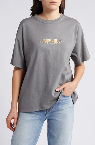 Rip Curl Tour Heritage Oversize Logo Graphic T-shirt In Charcoal