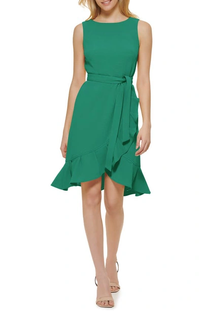 Calvin Klein Ruffle Hem Wrap Style Sleeveless Dress In Meadow | ModeSens