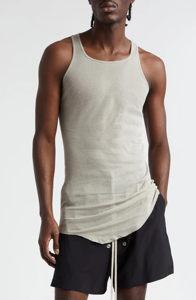 Rick Owens Longline Cotton Tank Top In Pearl