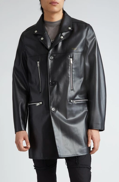 Undercover Longline Faux Leather Moto Jacket In Black