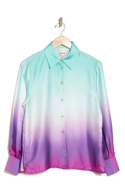 Industry Republic Clothing Ombré Button-up Shirt In Green Purple Ombre