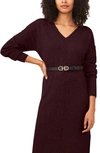 Vince Camuto Exposed Seam Long Sleeve Sweater Dress In Port